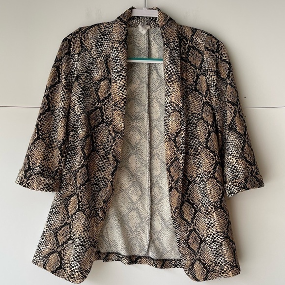 Women's Snakeskin Animal Print Blazer Jacket Open Front Lightweight, Sz M - Picture 6 of 9